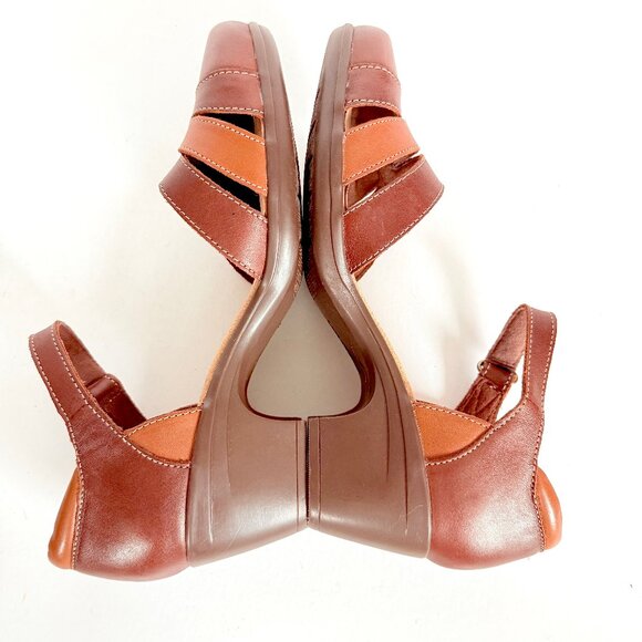 Clarks Emily Daisy Maryjane Brown Leather Ortholite Sandal Pumps Size 9.5 - Picture 6 of 11
